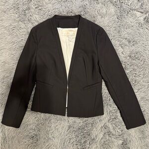 Boston Proper fully lined blazer jacket front closure trim size S